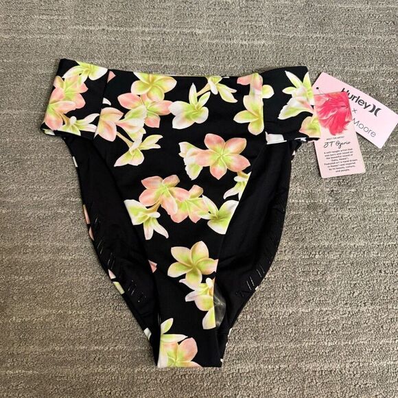 Hurley x Carissa Moore Max Plumeria Hawaiian Bikini Bottoms XS NWT - Picture 1 of 9